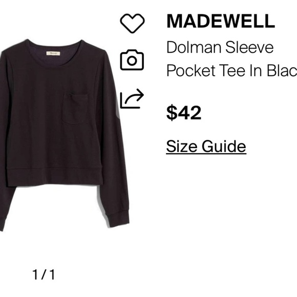 Madewell Black Crewneck Sweatshirt with Front Pocket – Size M    SKU11 - Picture 9 of 13